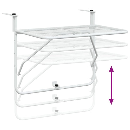 Balcony Table White 60x40 cm Steel
