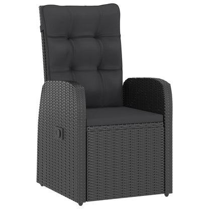 11 Piece Garden Dining Set with Cushions Black Poly Rattan
