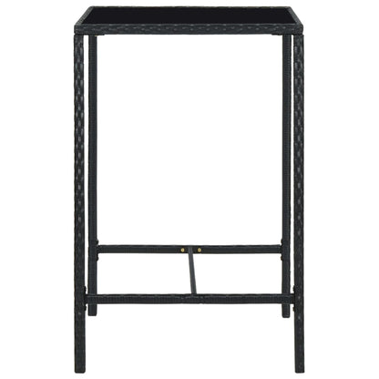 5 Piece Garden Bar Set with Cushions Poly Rattan Black