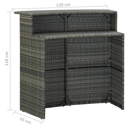 5 Piece Garden Bar Set with Cushions Poly Rattan Grey