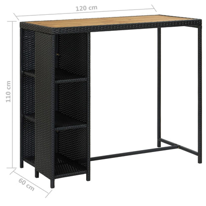 5 Piece Garden Bar Set with Cushions Poly Rattan Black