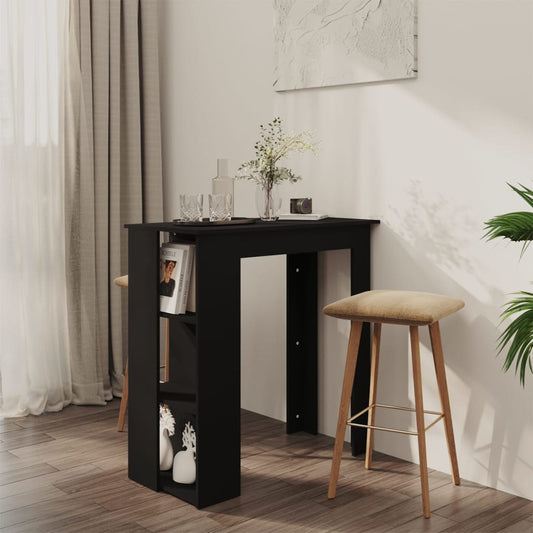 Bar Table with Shelf Black 102x50x103.5 cm Engineered Wood