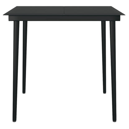 Garden Dining Table Black 80x80x74 cm Steel and Glass