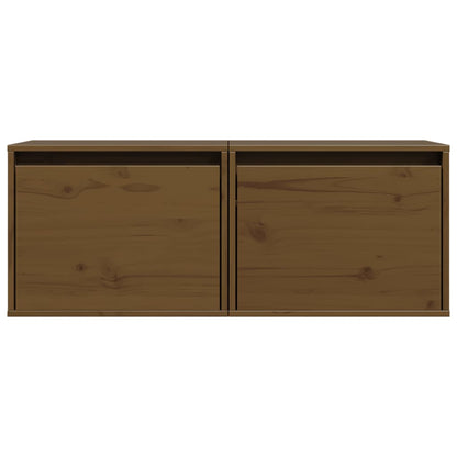 Wall Cabinets 2 pcs Honey Brown 45x30x35 cm Solid Pinewood