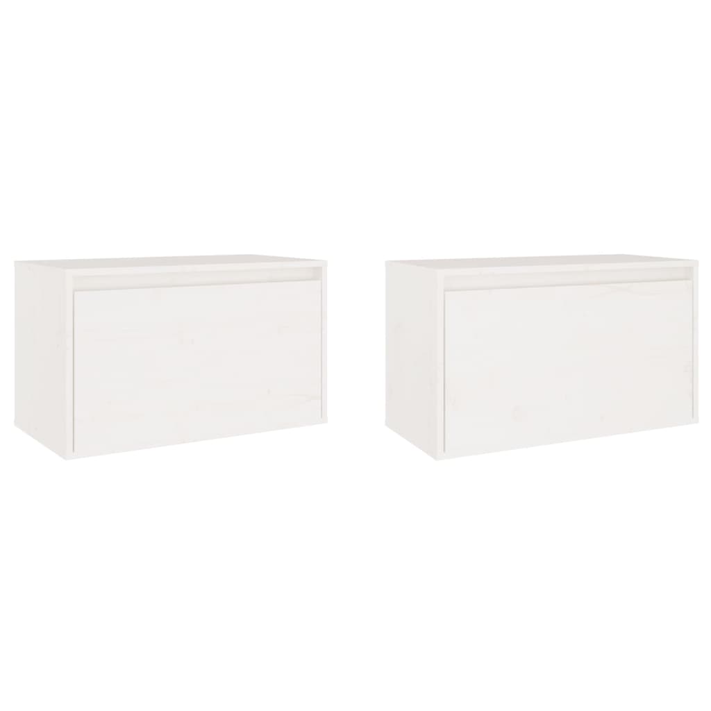 Wall Cabinets 2 pcs White 60x30x35 cm Solid Pinewood