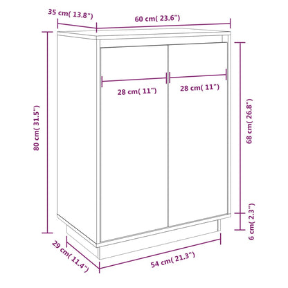 Shoe Cabinet White 60x35x80 cm Solid Wood Pine