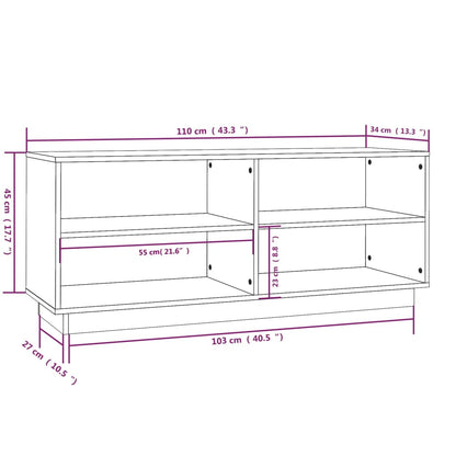 Shoe Cabinet Honey Brown 110x34x45 cm Solid Wood Pine