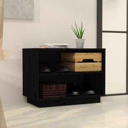 Shoe Cabinet Black 60x34x45 cm Solid Wood Pine