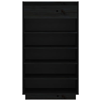 Shoe Cabinet Black 60x34x105 cm Solid Wood Pine