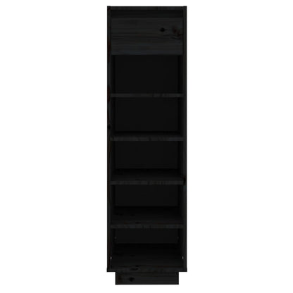 Shoe Cabinet Black 30x34x105 cm Solid Wood Pine