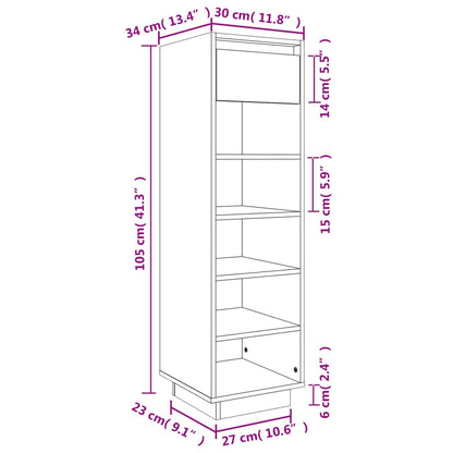 Shoe Cabinet Black 30x34x105 cm Solid Wood Pine