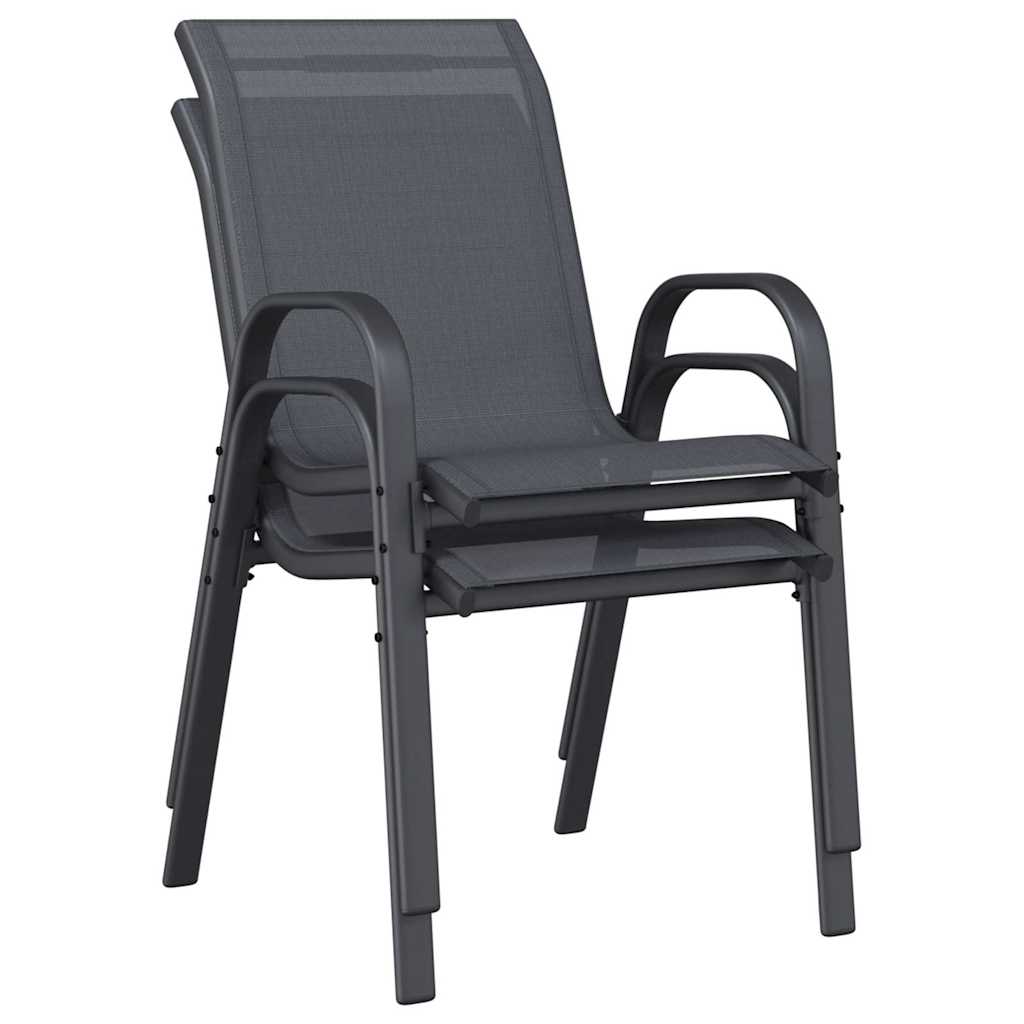 Stackable Garden Chairs 2 pcs Grey Textilene Fabric