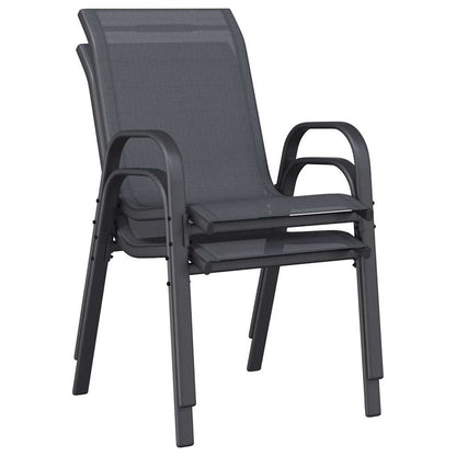 Stackable Garden Chairs 2 pcs Grey Textilene Fabric
