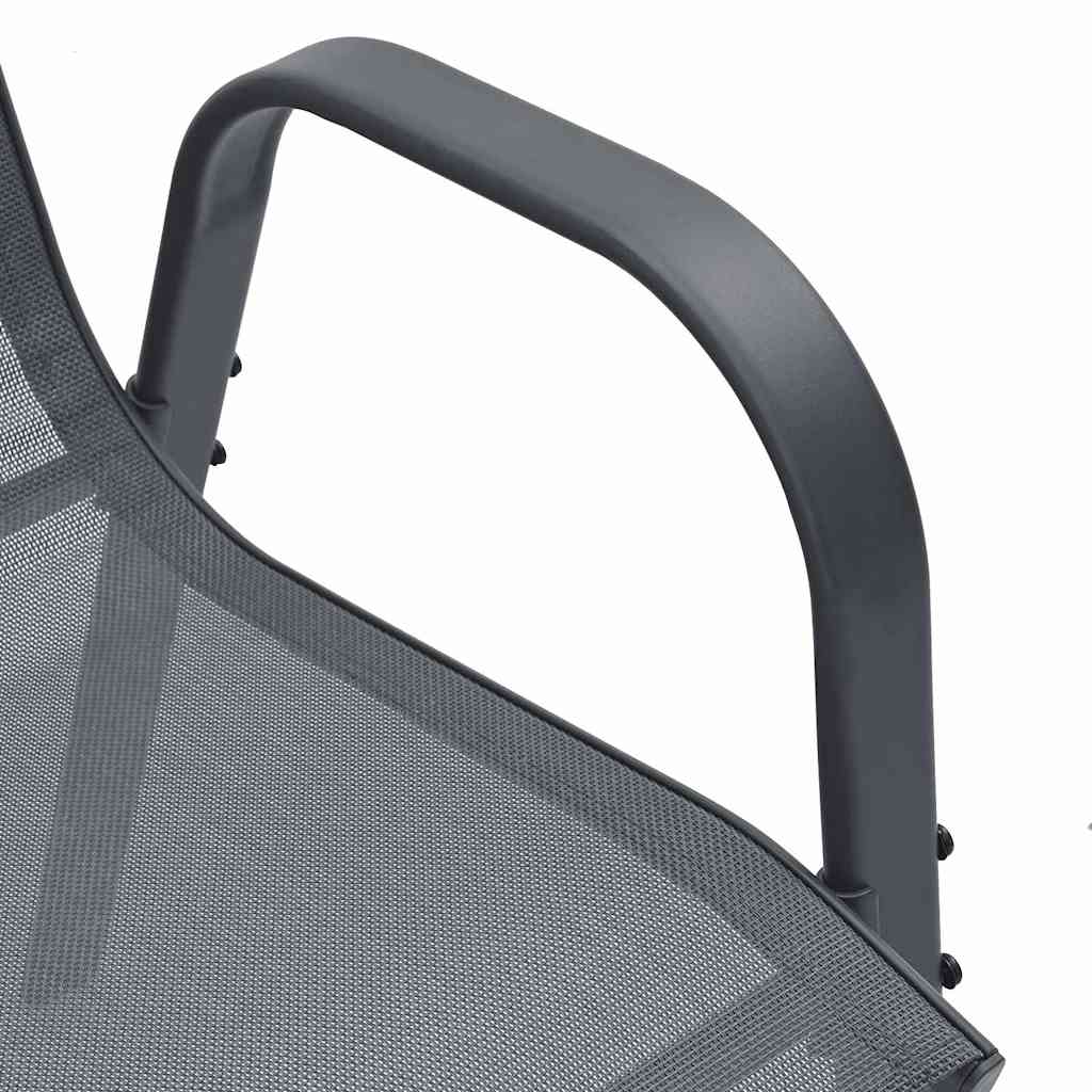 Stackable Garden Chairs 2 pcs Grey Textilene Fabric