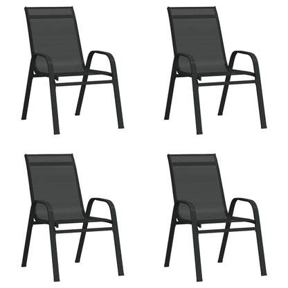 Stackable Garden Chairs 4 pcs Black Textilene Fabric