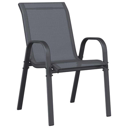 Stackable Garden Chairs 4 pcs Grey Textilene Fabric
