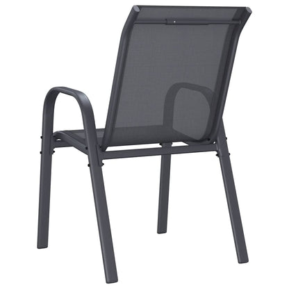 Stackable Garden Chairs 4 pcs Grey Textilene Fabric