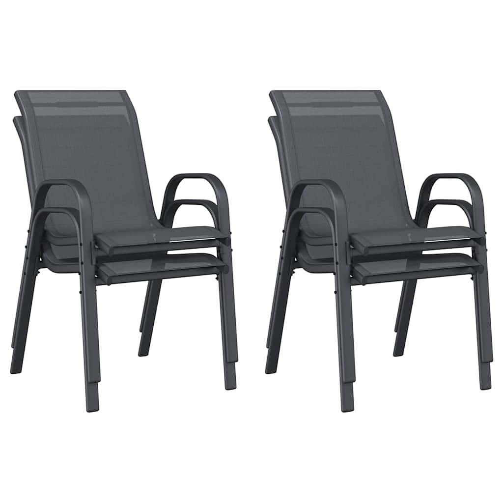 Stackable Garden Chairs 4 pcs Grey Textilene Fabric
