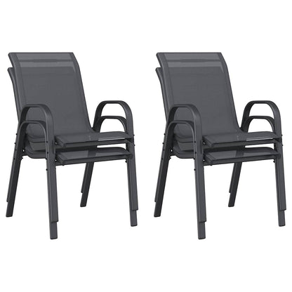 Stackable Garden Chairs 4 pcs Grey Textilene Fabric