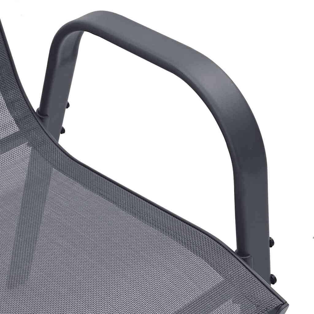 Stackable Garden Chairs 4 pcs Grey Textilene Fabric