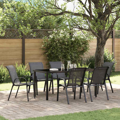 Stackable Garden Chairs 6 pcs Black Textilene Fabric