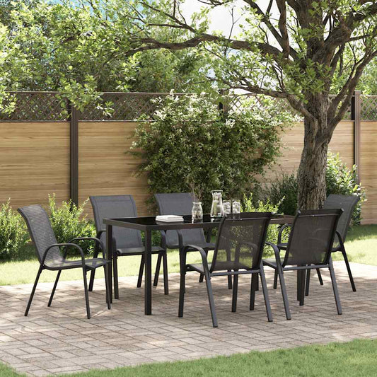 Stackable Garden Chairs 6 pcs Black Textilene Fabric