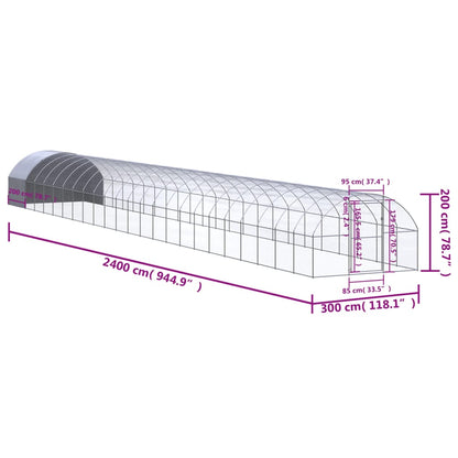 Outdoor Chicken Coop 3x24x2 m Galvanised Steel