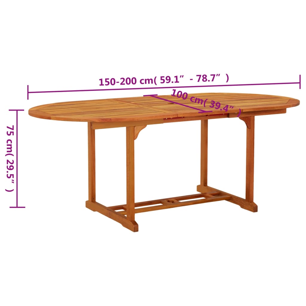 Garden Table 200x100x75 cm Solid Wood Eucalyptus
