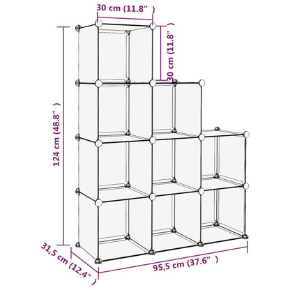 Storage Cube Organiser with 9 Cubes Transparent PP