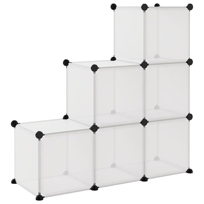 Storage Cube Organiser with 6 Cubes Transparent PP