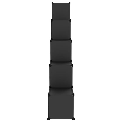 Storage Cube Organiser with 15 Cubes and Doors Black PP