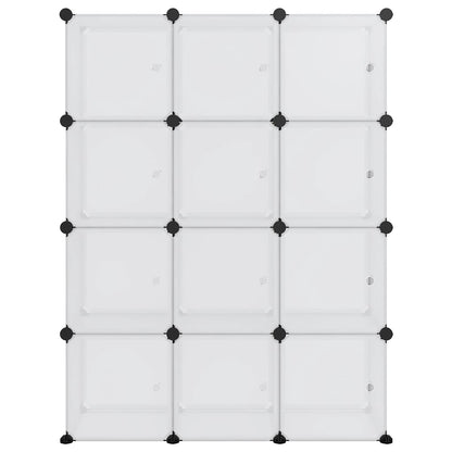 Storage Cube Organiser with 12 Cubes and Doors Transparent PP