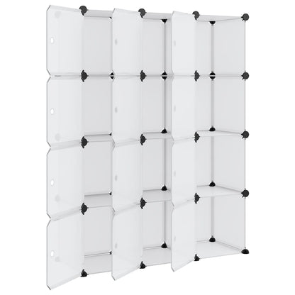 Storage Cube Organiser with 12 Cubes and Doors Transparent PP