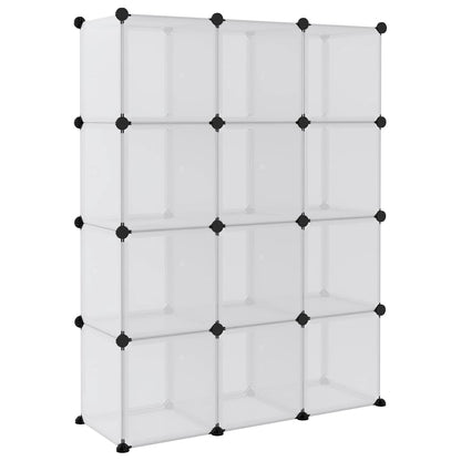 Storage Cube Organiser with 12 Cubes and Doors Transparent PP