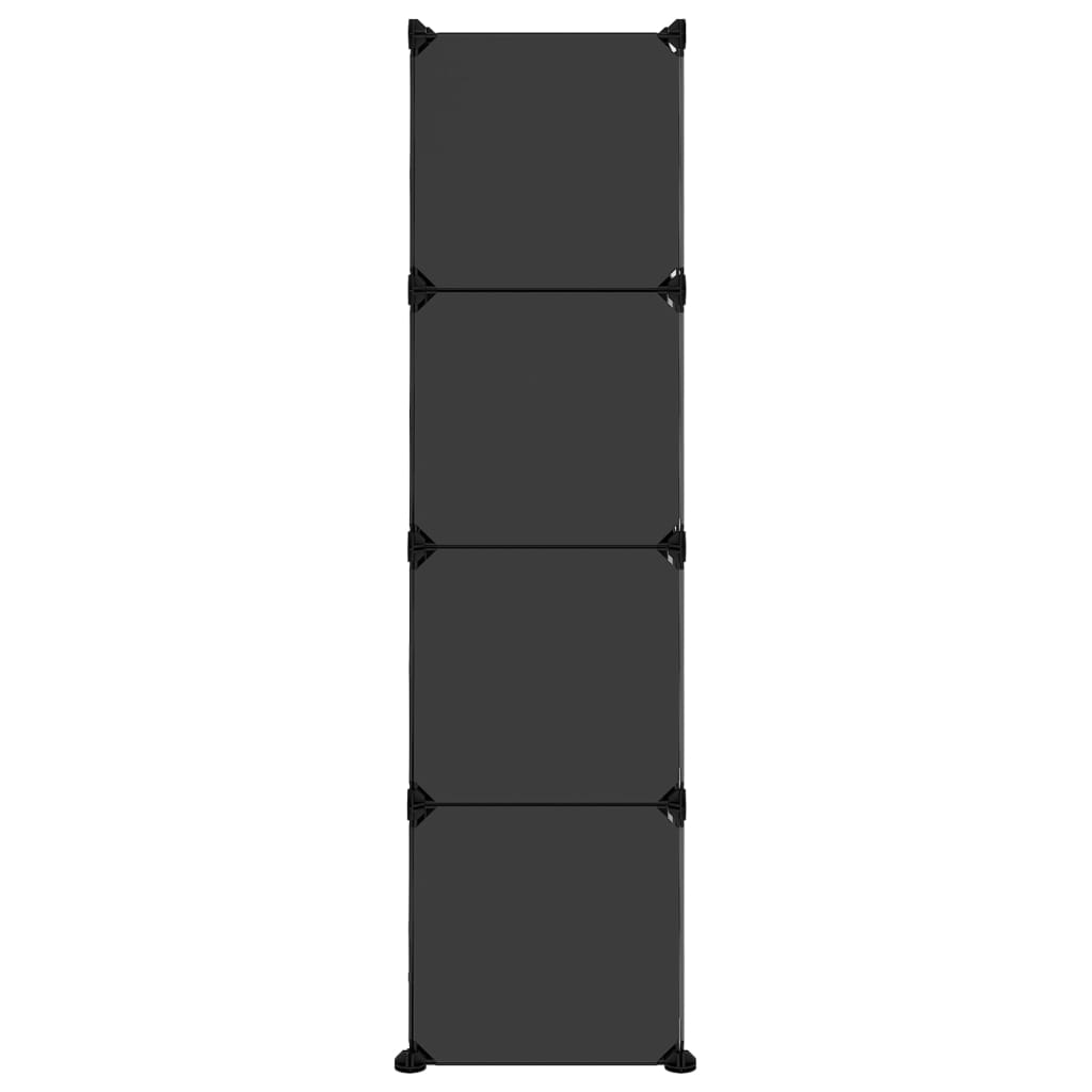 Storage Cube Organiser with 12 Cubes and Doors Black PP