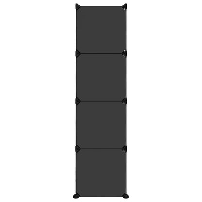 Storage Cube Organiser with 12 Cubes and Doors Black PP