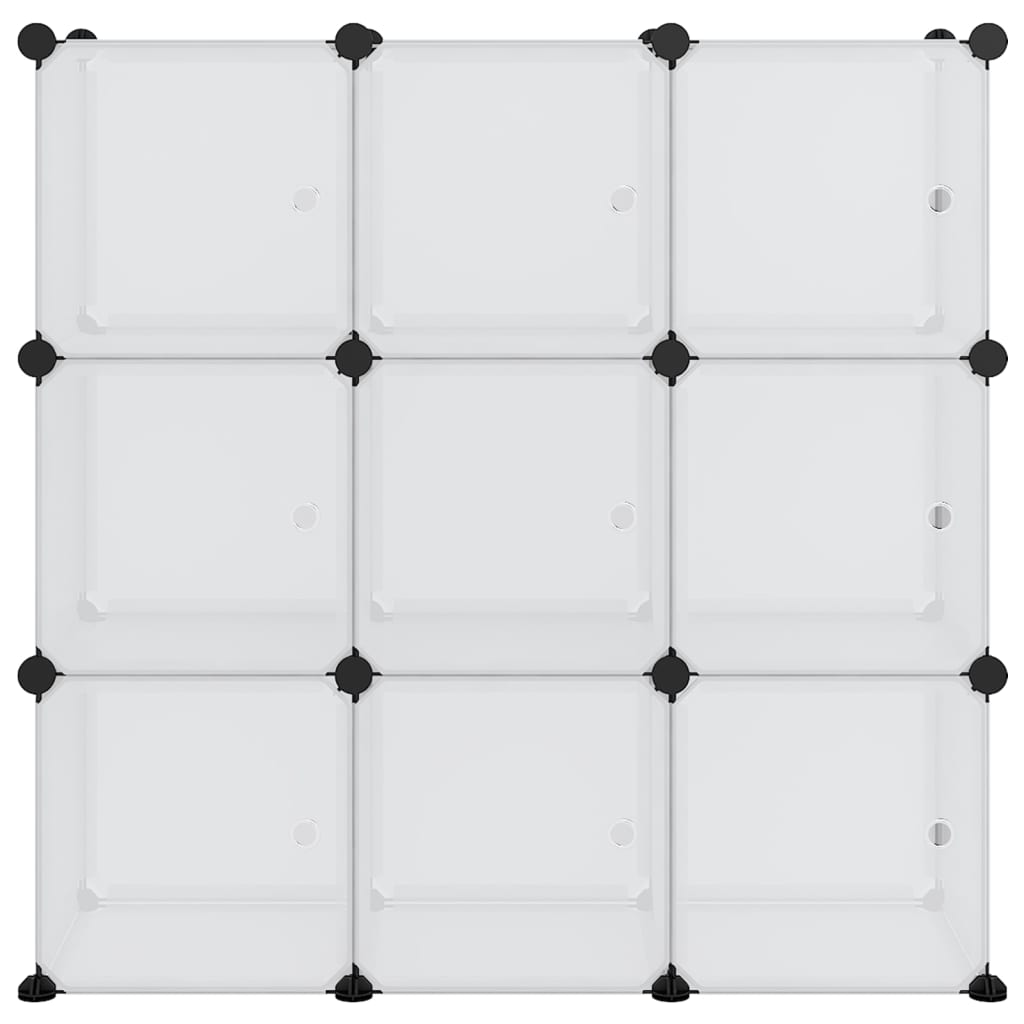 Storage Cube Organiser with 9 Cubes and Doors Transparent PP