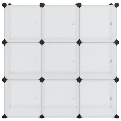 Storage Cube Organiser with 9 Cubes and Doors Transparent PP