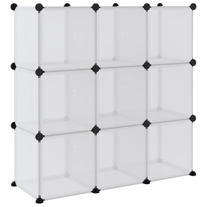 Storage Cube Organiser with 9 Cubes and Doors Transparent PP