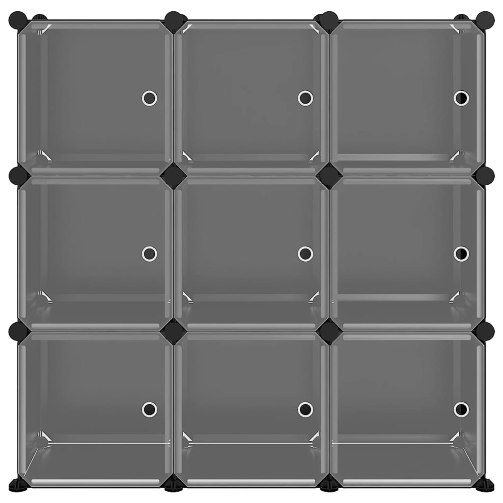 Storage Cube Organiser with 9 Cubes and Doors Black PP