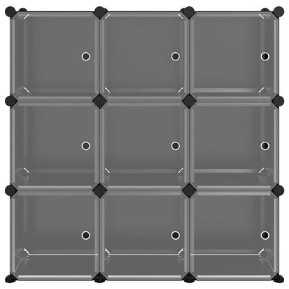 Storage Cube Organiser with 9 Cubes and Doors Black PP