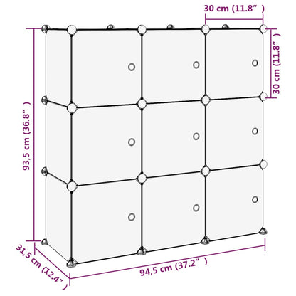 Storage Cube Organiser with 9 Cubes and Doors Black PP