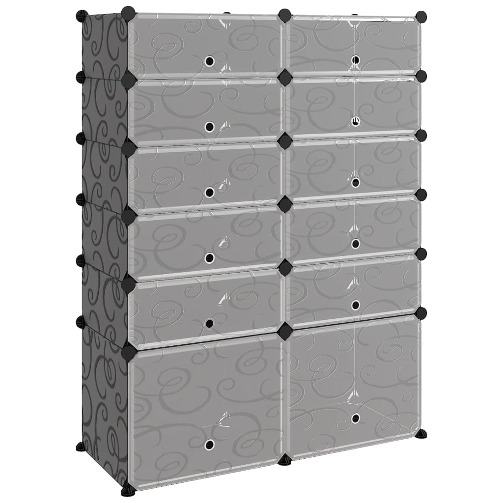 Shoe Rack Black 94x37x125 cm PP