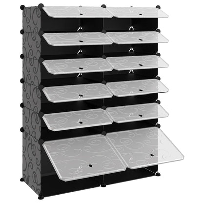 Shoe Rack Black 94x37x125 cm PP