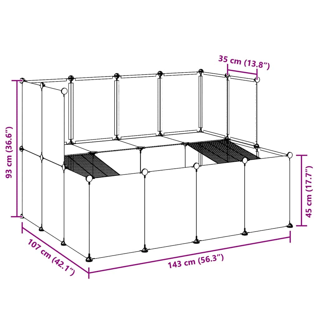 Small Animal Cage Black 143x107x93 cm PP and Steel