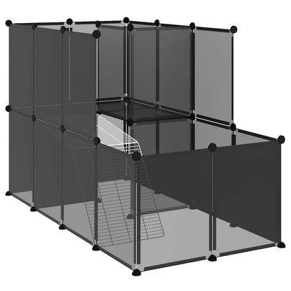Small Animal Cage Black 142x74x93 cm PP and Steel