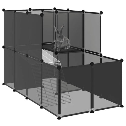 Small Animal Cage Black 142x74x93 cm PP and Steel