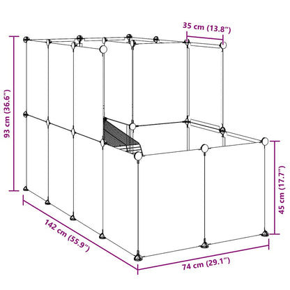 Small Animal Cage Black 142x74x93 cm PP and Steel