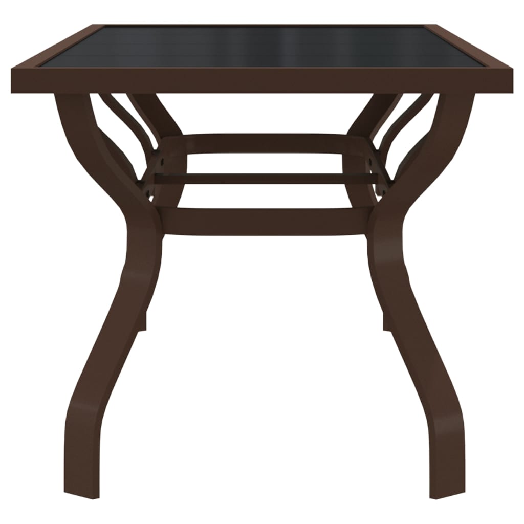 Garden Table Brown and Black 180x80x70 cm Steel and Glass