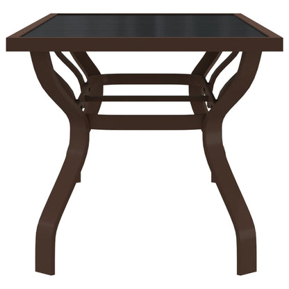 Garden Table Brown and Black 180x80x70 cm Steel and Glass